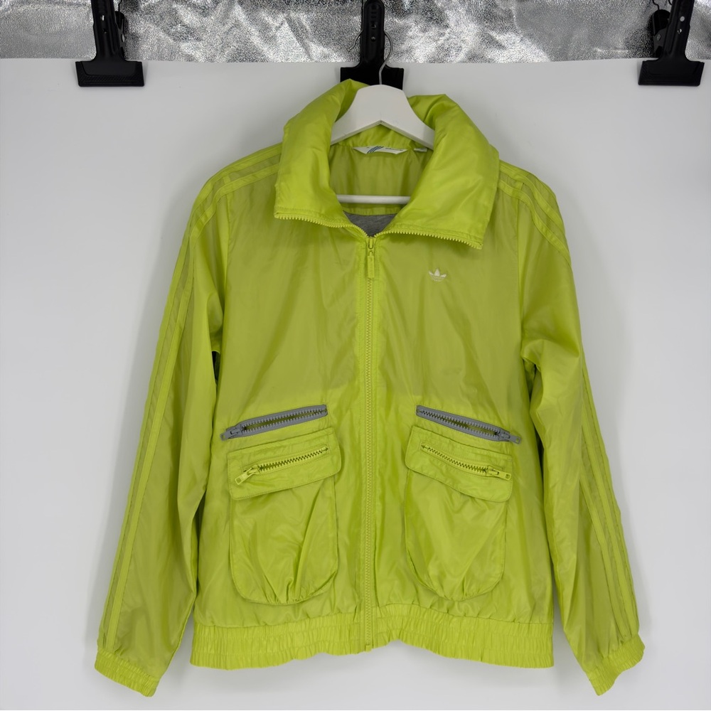 Adidas Neon Yellow Hooded Jacket Sz 40 Womens